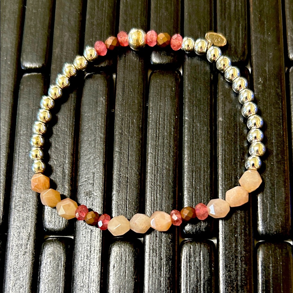 Silpada New Sterling Silver and Pink Quartz Beaded Bracelet